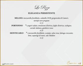 I menù gourmet: "Eleganza Persistente"